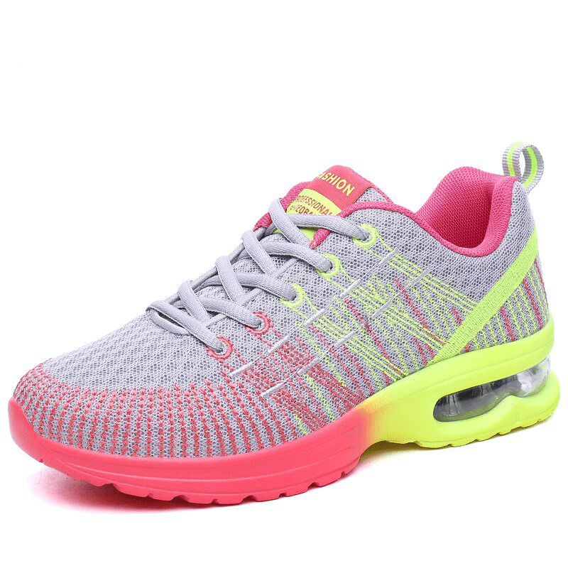 Stylish bright mesh women's sneakers with breathable upper, vibrant pink and yellow accents, perfect for active days - model SF0876